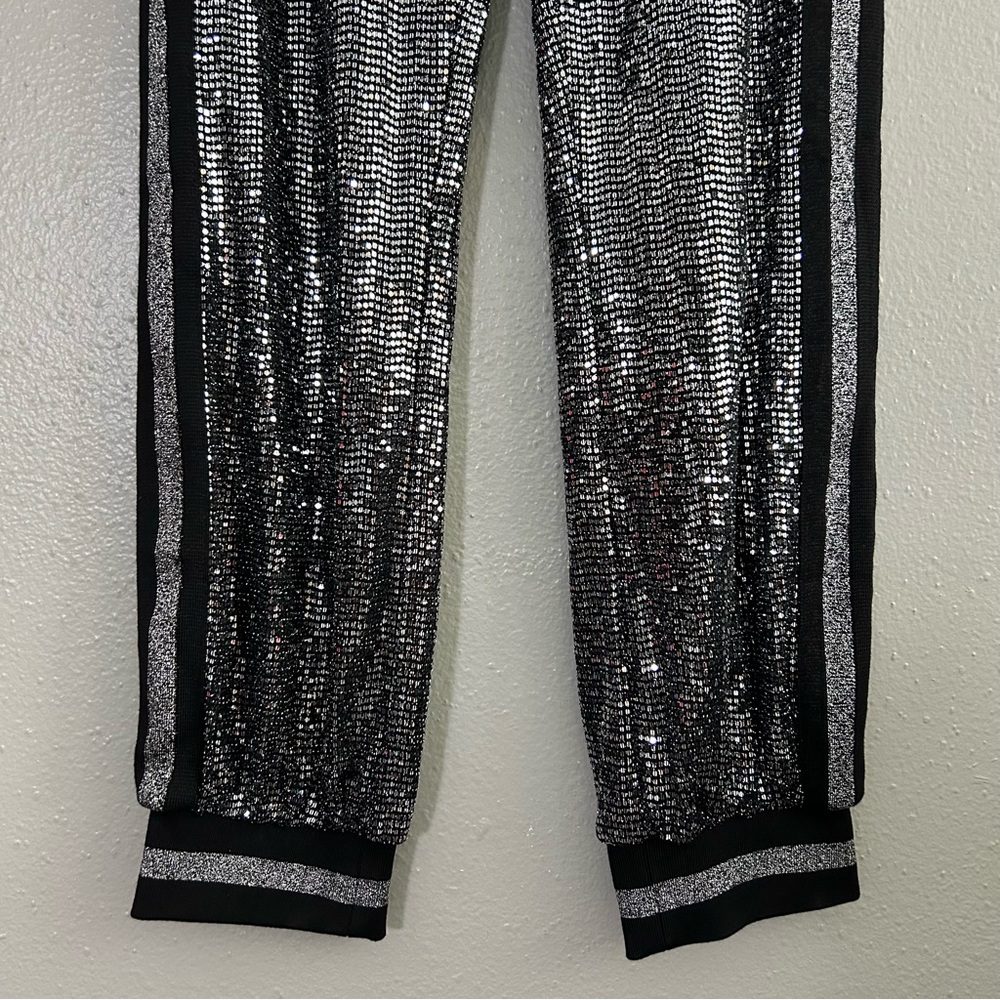 Pam & Gela Silver Sequin Track Joggers - Picture 4 of 10